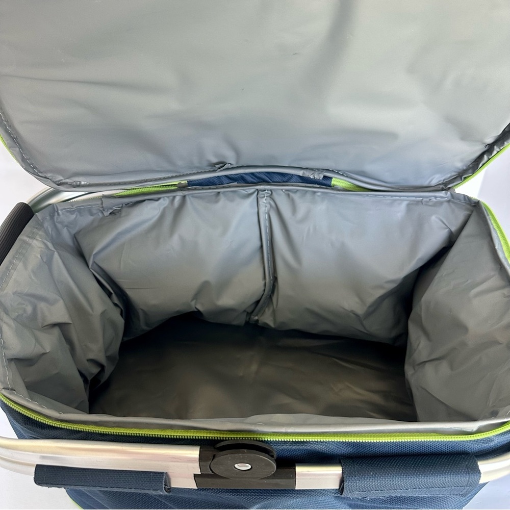 Eternal Lifestyle Insulated Folding Picnic Basket Navy Blue 18x11x14 Cooler Tote - Picture 16 of 17